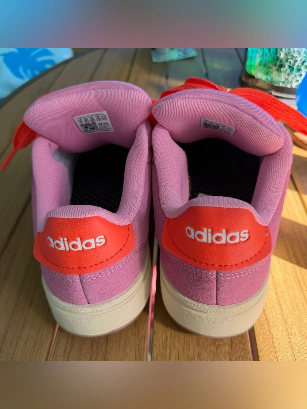 adidas Grand Court Alpha Pink Sneakers with Orange Stripes/ Laces